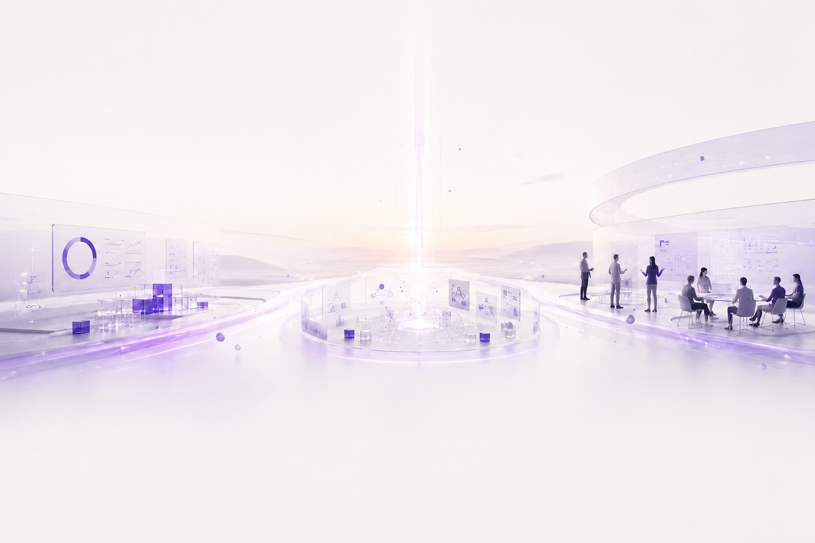 Enterprise leaders aligning work, systems, and execution across a luminous intelligence landscape